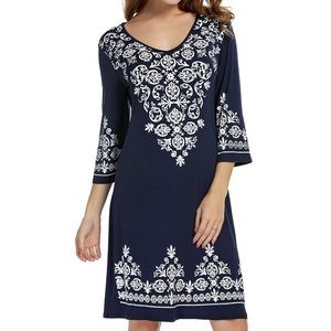 Navy Blue Dress With White Pattern